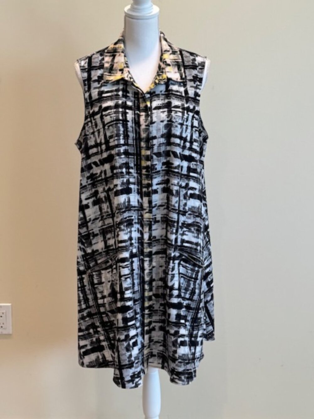 RACHEL Rachel Roy Button Front Sleeveless Check Pattern Dress Sz XXL